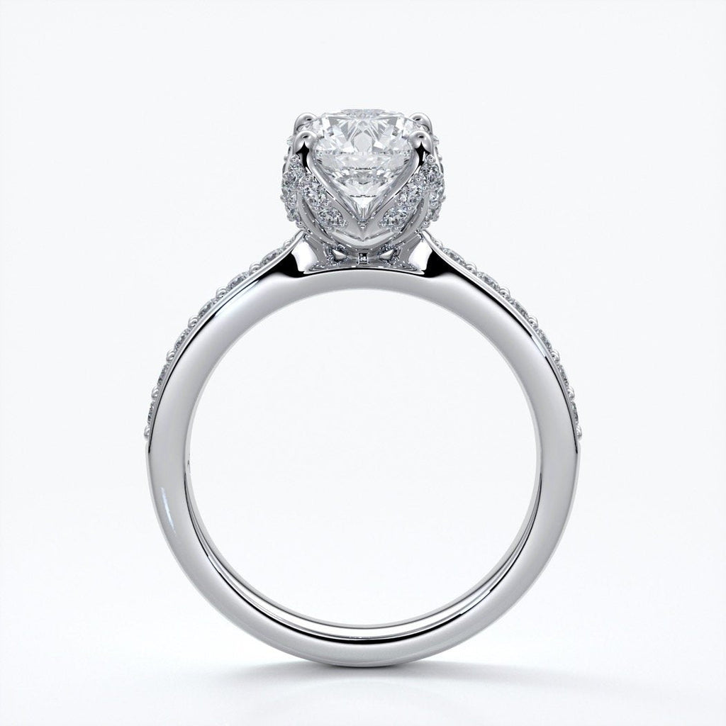 Elle Engagement ring round tulip 6 claw platinum