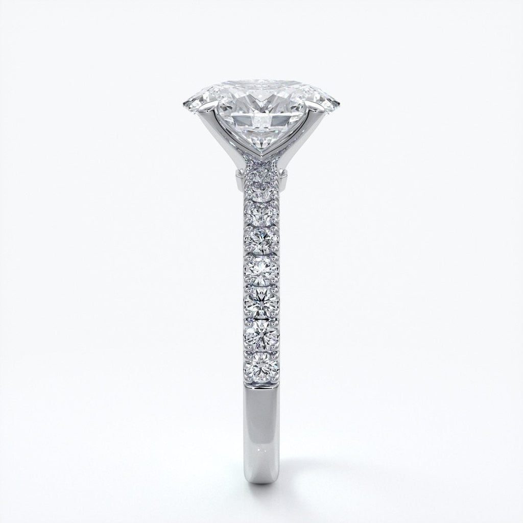 Elsa Engagement Ring oval diamond 4 claw diamond band 18ct white gold