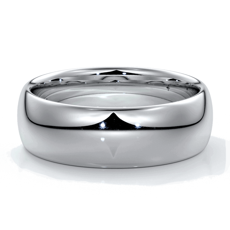 Platinum Men's wedding band with 7mm wide band with a rounded profile