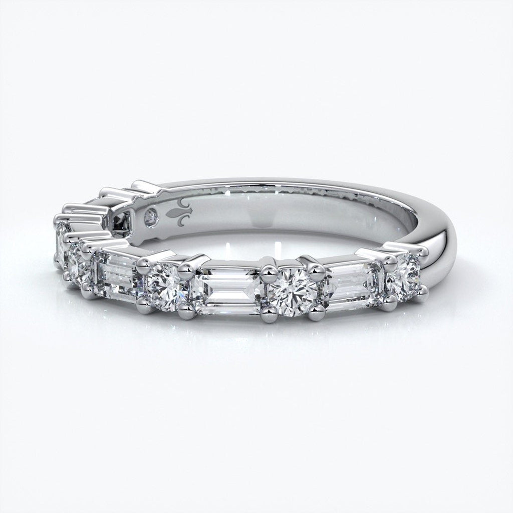 Jodie Wedding ring small round diamonds baguette 18ct white gold
