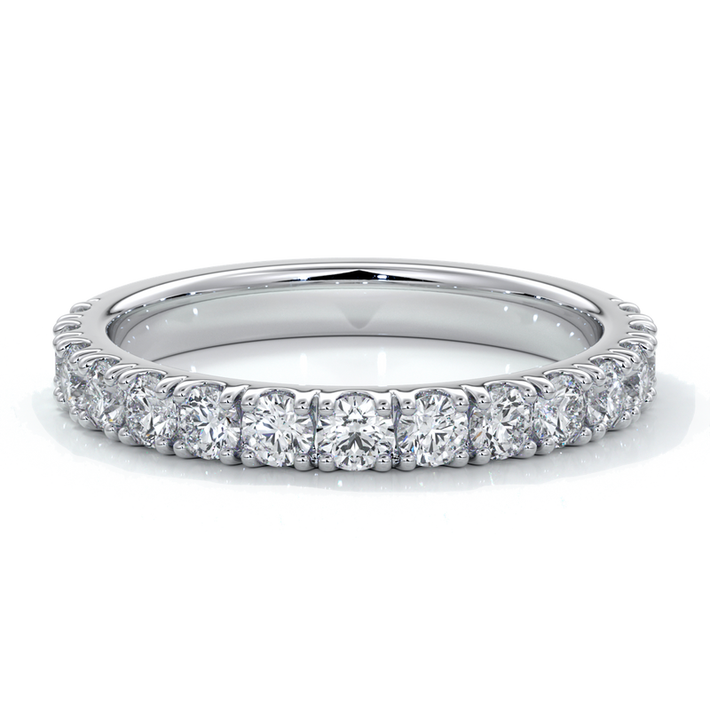 White gold women’s wedding ring with 2mm diamonds around the band