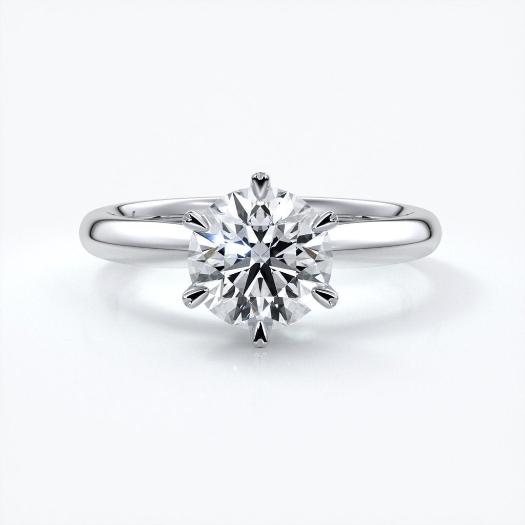 Lily Engagement ring round diamond 6 claws platinum