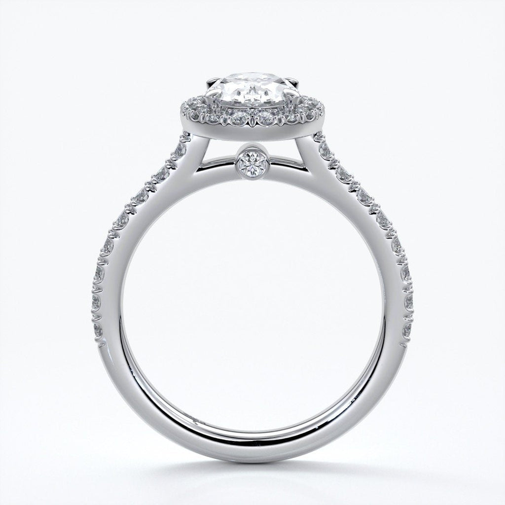 Maddison Engagement Ring oval diamond band halo 18ct white gold
