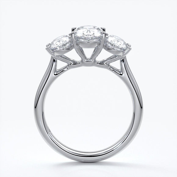 Vera Engagement ring oval trilogy straight platinum