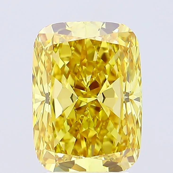 3.07ct Cushion brilliant Lab Grown Diamond (Colour Fancy Vivid Brownish Yellow, Clarity VVS2, IGI Certified)