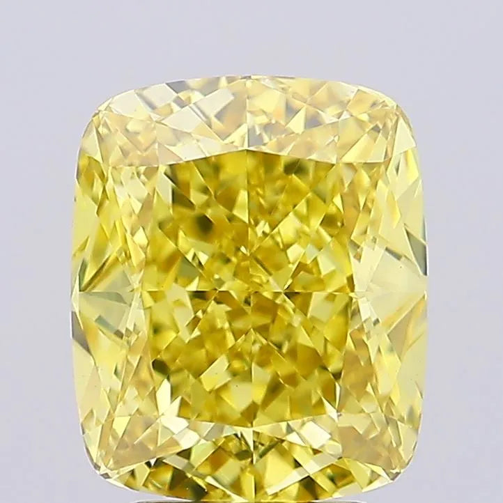 3.03ct Cushion modified Lab Grown Diamond (Colour Fancy Vivid Yellow, Clarity VVS2, IGI Certified)