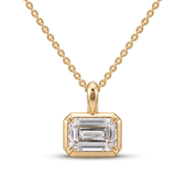Cascade 1.5ct emerald cut lab diamond pendant in 9K yellow gold, front view