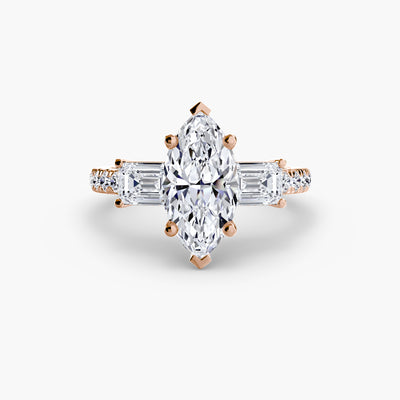 Three-Stone Ring with Pavé Band 4