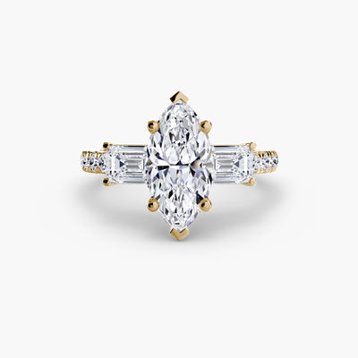 Three-Stone Ring with Pavé Band 4