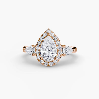 Three-Stone Ring with Halo