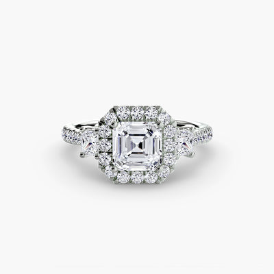 Three-Stone Ring with Halo 2