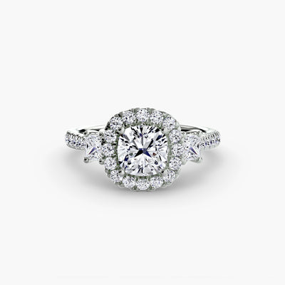 Three-Stone Ring with Halo 2