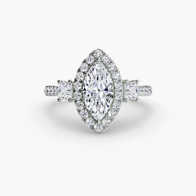 Three-Stone Ring with Halo 2