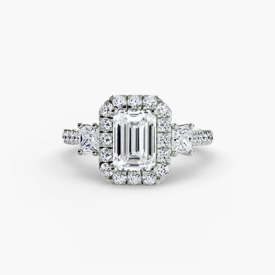 Three-Stone Ring with Halo 2