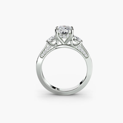 Three Stone with Pavé Shoulders