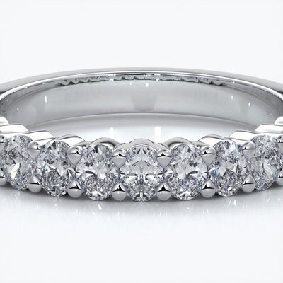 Alana Wedding ring oval diamonds scalloped 18ct white gold