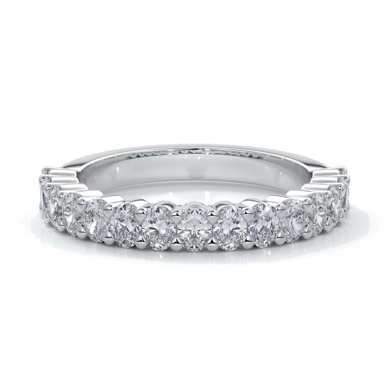 Alana Wedding ring oval diamonds scalloped 18ct white gold