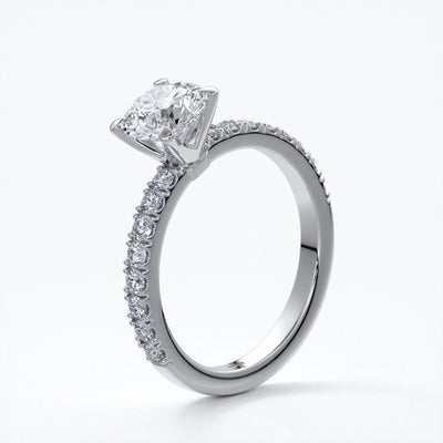 Anna Engagement ring round diamond 4 claw diamond band platinum