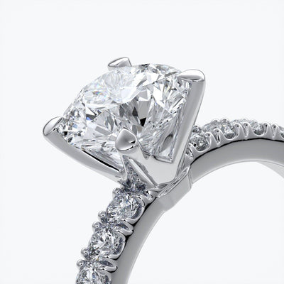 Anna Engagement ring round diamond 4 claw diamond band platinum