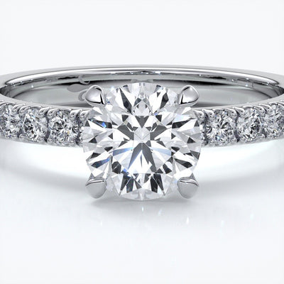 Anna Engagement ring round diamond 4 claw diamond band platinum