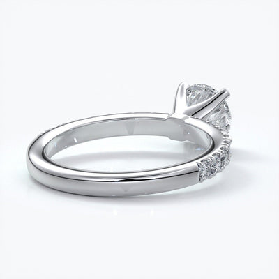 Anna Engagement ring round diamond 4 claw diamond band platinum