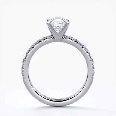 Anna Engagement ring round diamond 4 claw diamond band platinum