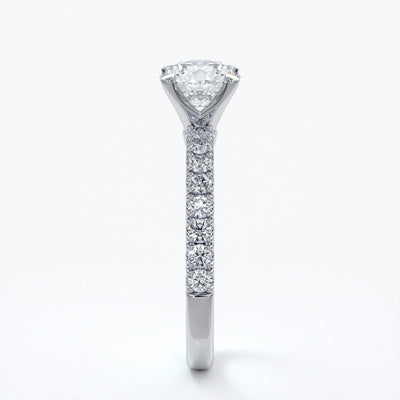 Anna Engagement ring round diamond 4 claw diamond band platinum