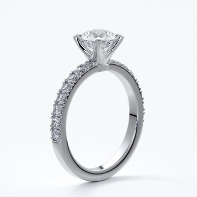 Anna Engagement ring round diamond 4 claw diamond band platinum