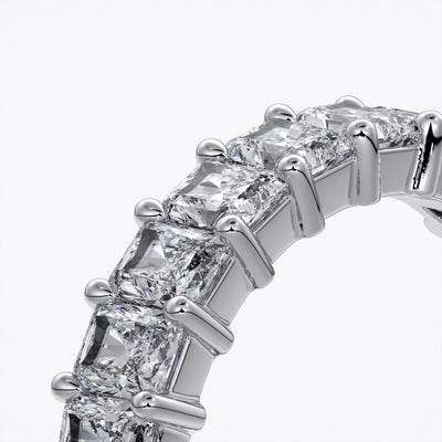 Gemma Wedding ring radiant diamonds scalloped band 18ct white gold