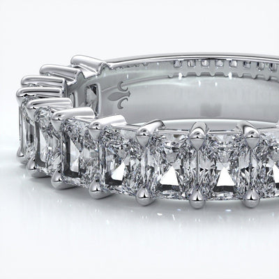 Gemma Wedding ring radiant diamonds scalloped band 18ct white gold