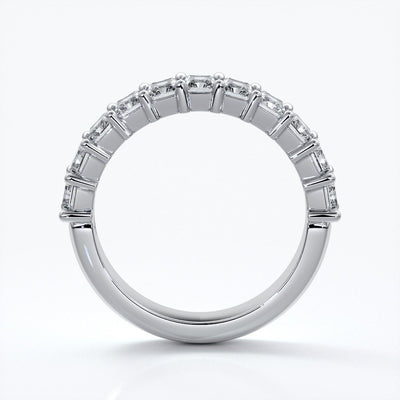 Gemma Wedding ring radiant diamonds scalloped band 18ct white gold
