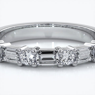Jessica Wedding ring large round diamonds baguette 18ct white gold