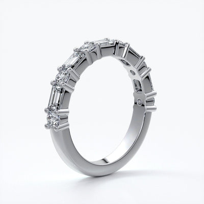 Jessica Wedding ring large round diamonds baguette 18ct white gold