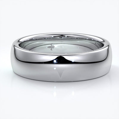 Luke Wedding ring 6mm medium round mens band 18ct white gold