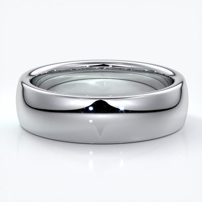 Luke Wedding ring 6mm medium round mens band 18ct white gold