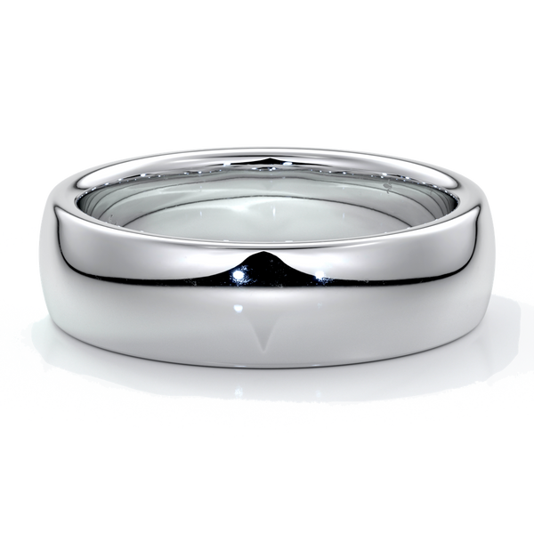 Luke Wedding ring 6mm medium round mens band 18ct white gold