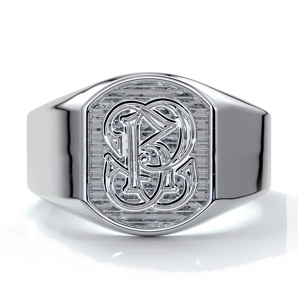 Otto Wedding rings crest ring monogram 18ct white gold