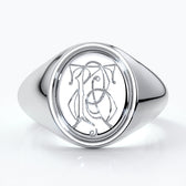 Oval platinum ring with a custom design