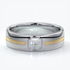 Platinum men’s wedding band with diamond and gold pinstripe