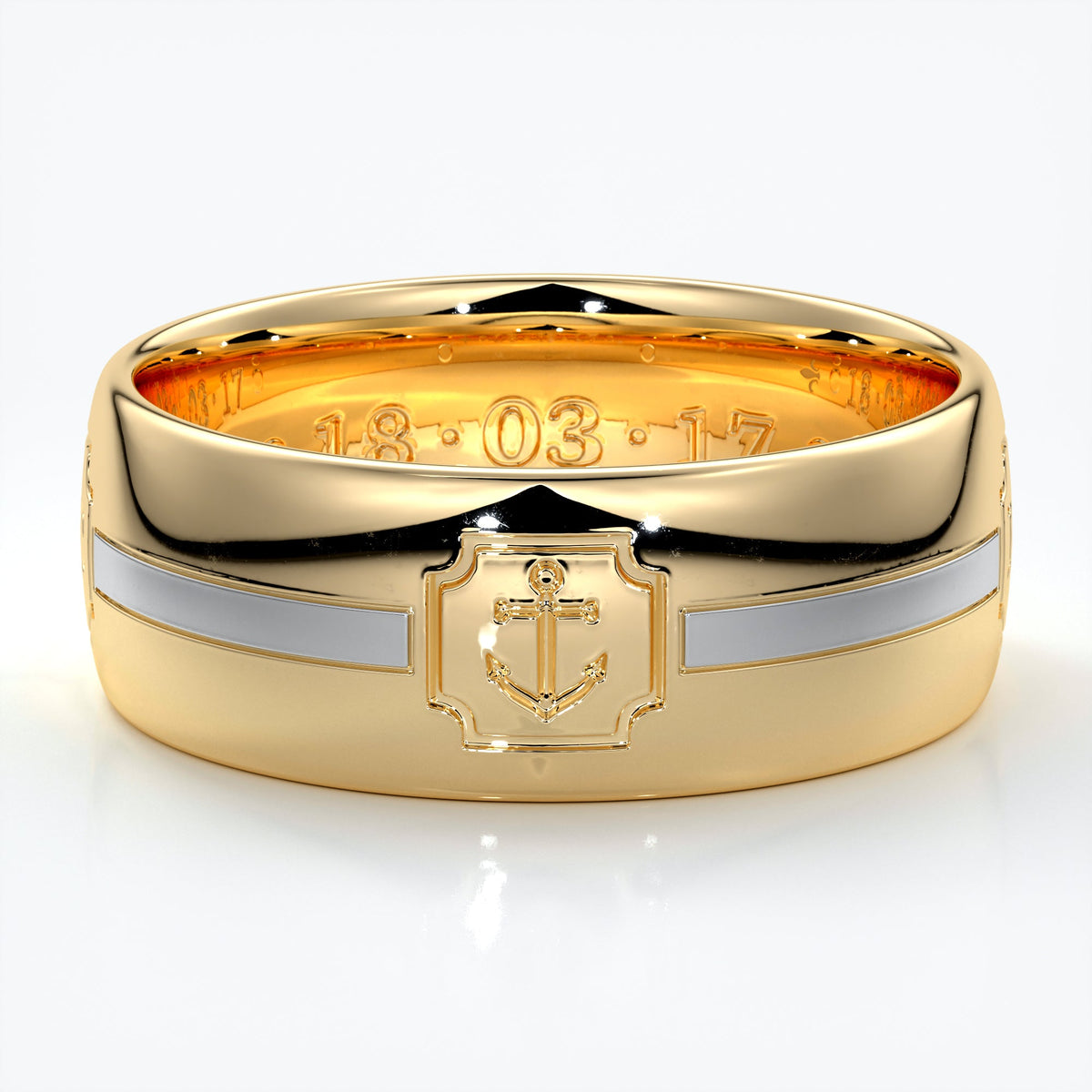 Platinum men's wedding band with 8mm thickness and rounded profile
