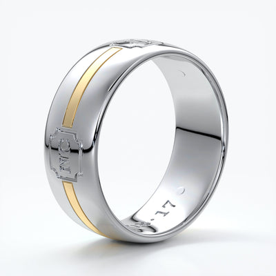 Platinum men's wedding band with 8mm thickness and rounded profile