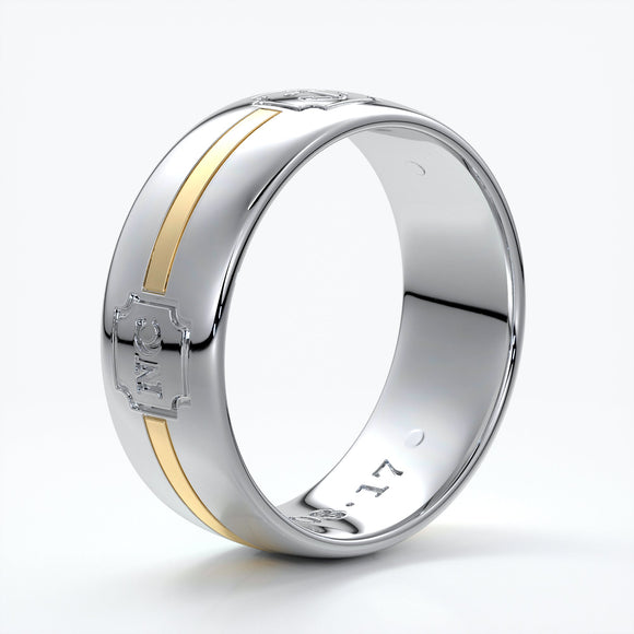 Platinum men's wedding band with 8mm thickness and rounded profile