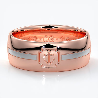 Platinum men's wedding band with 8mm thickness and rounded profile