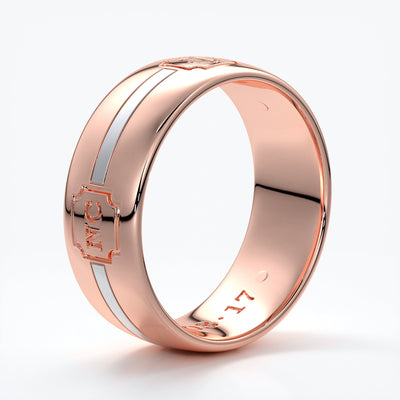 Platinum men's wedding band with 8mm thickness and rounded profile