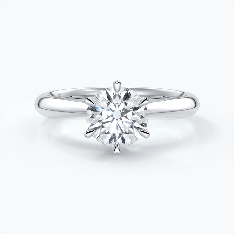 Platinum diamond ring with six claws
