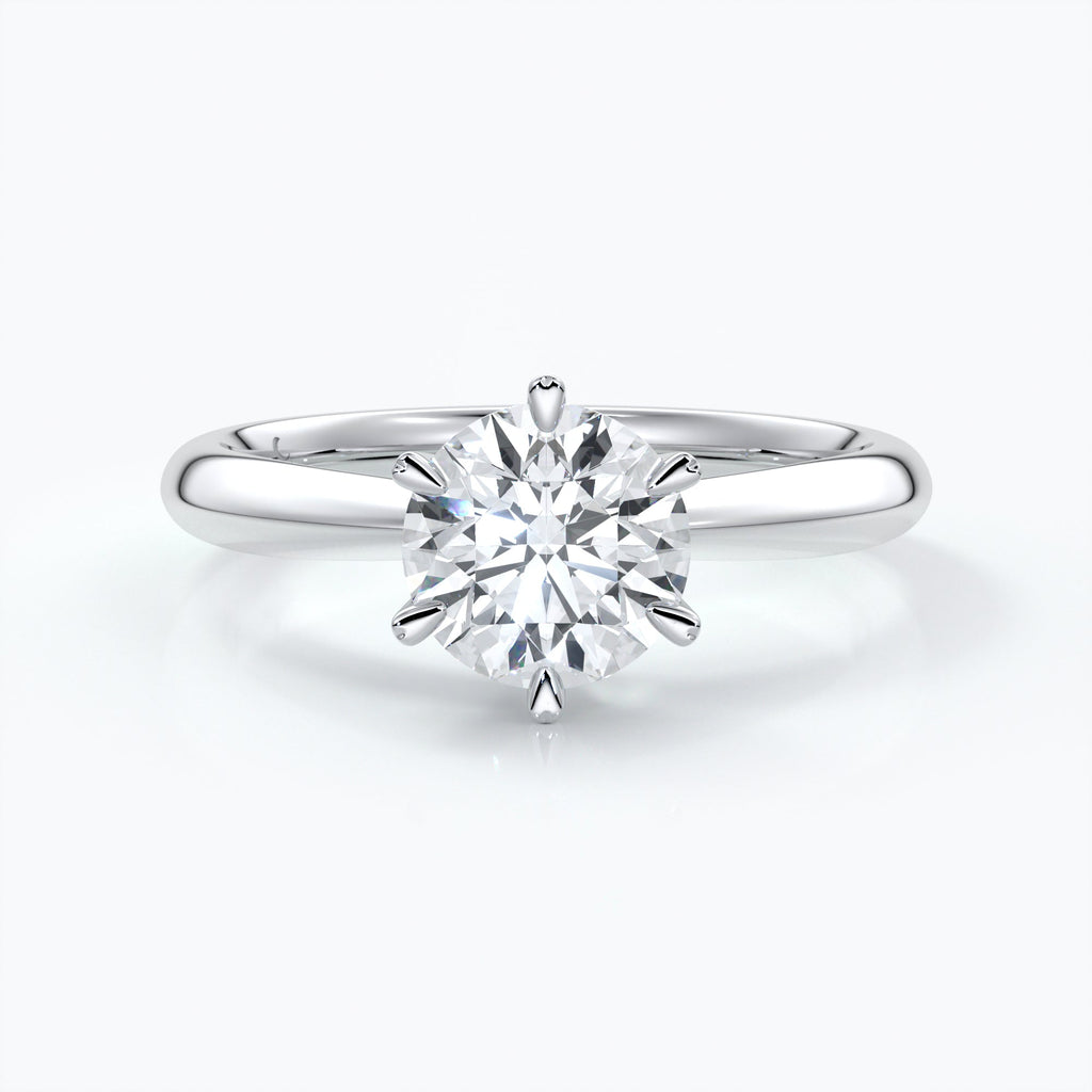 Platinum diamond ring with six claws