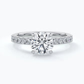 Platinum two carat round diamond ring with a four claw setting