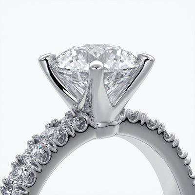 Ada Engagement ring round diamond 4 claw diamond band 18ct white gold