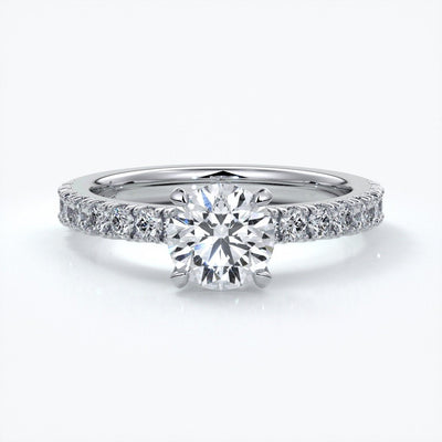 Ada Engagement ring round diamond 4 claw diamond band 18ct white gold