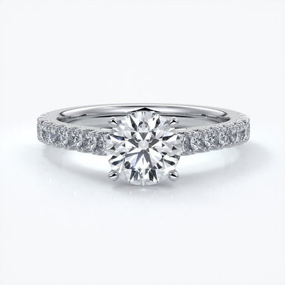 Adele Engagement ring round diamond 4 claw cathedral 18ct white gold